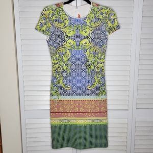 Clover Canyon Colorful Filigree Printed Scuba Neoprene Dress MEDIUM EUC